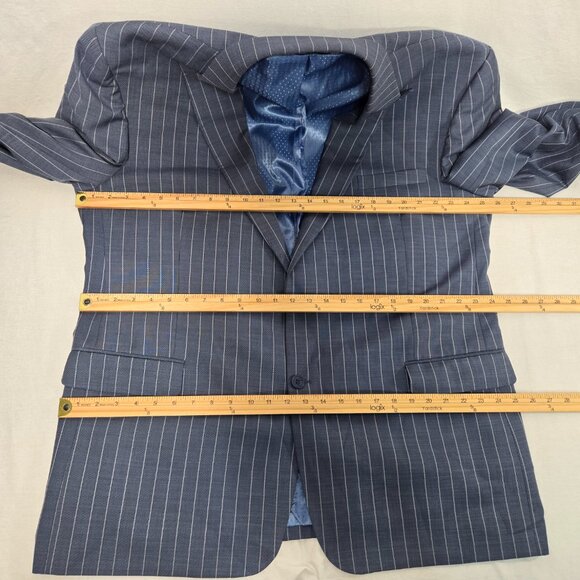 PIERRE NOIR Old Money Blue Gray Striped Classic Fit Blazer Jacket Size L50/44. - Picture 15 of 17